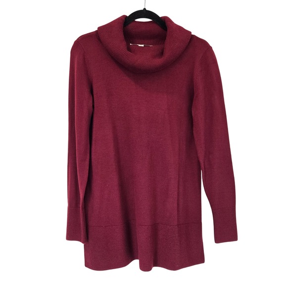 LOFT Womens Size‎ S Burgundy Cowl Neck Sweater Darkacademia Chic Cozy Cabincore - Picture 4 of 8